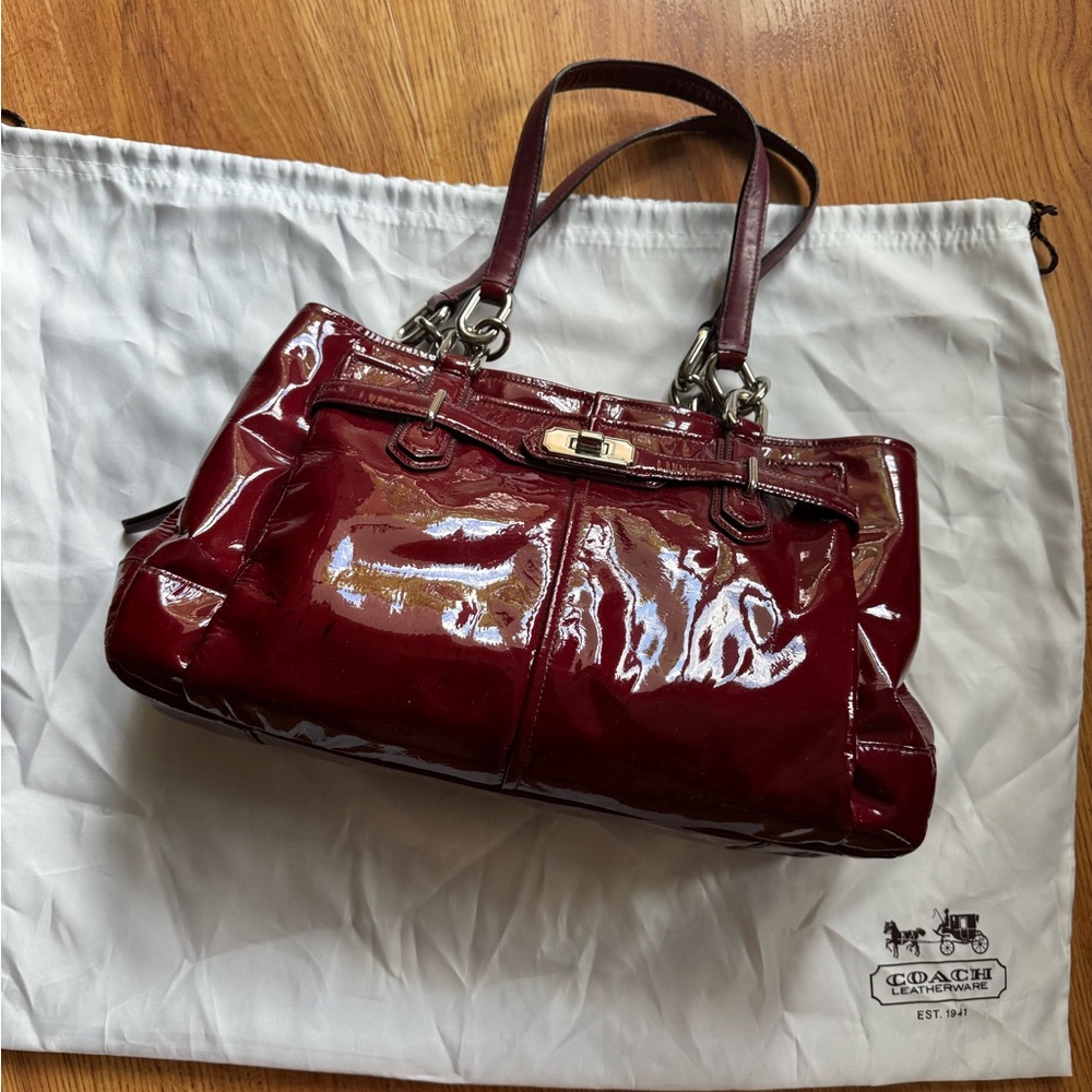 Coach Glossy Burgundy Shoulder Bag